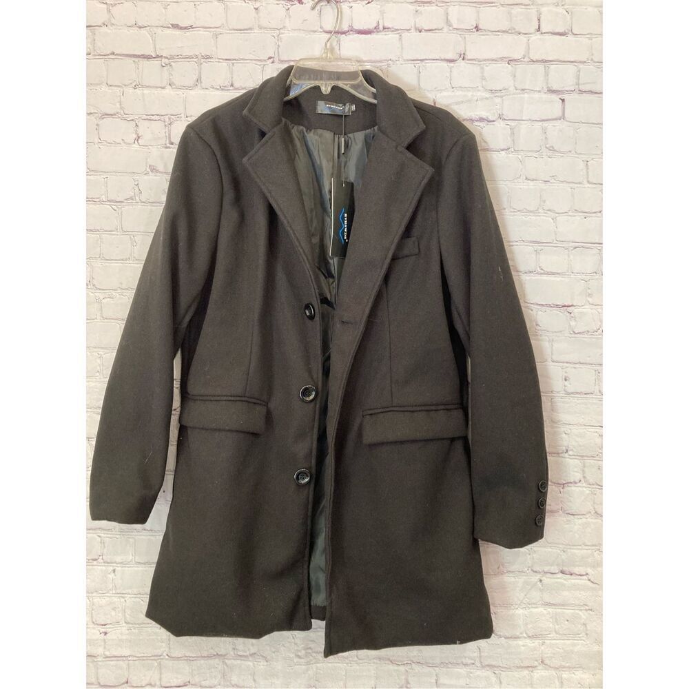 RVHSWDS Womens Plus Size 2XL Button Front Coat Black Pockets Lined NWT